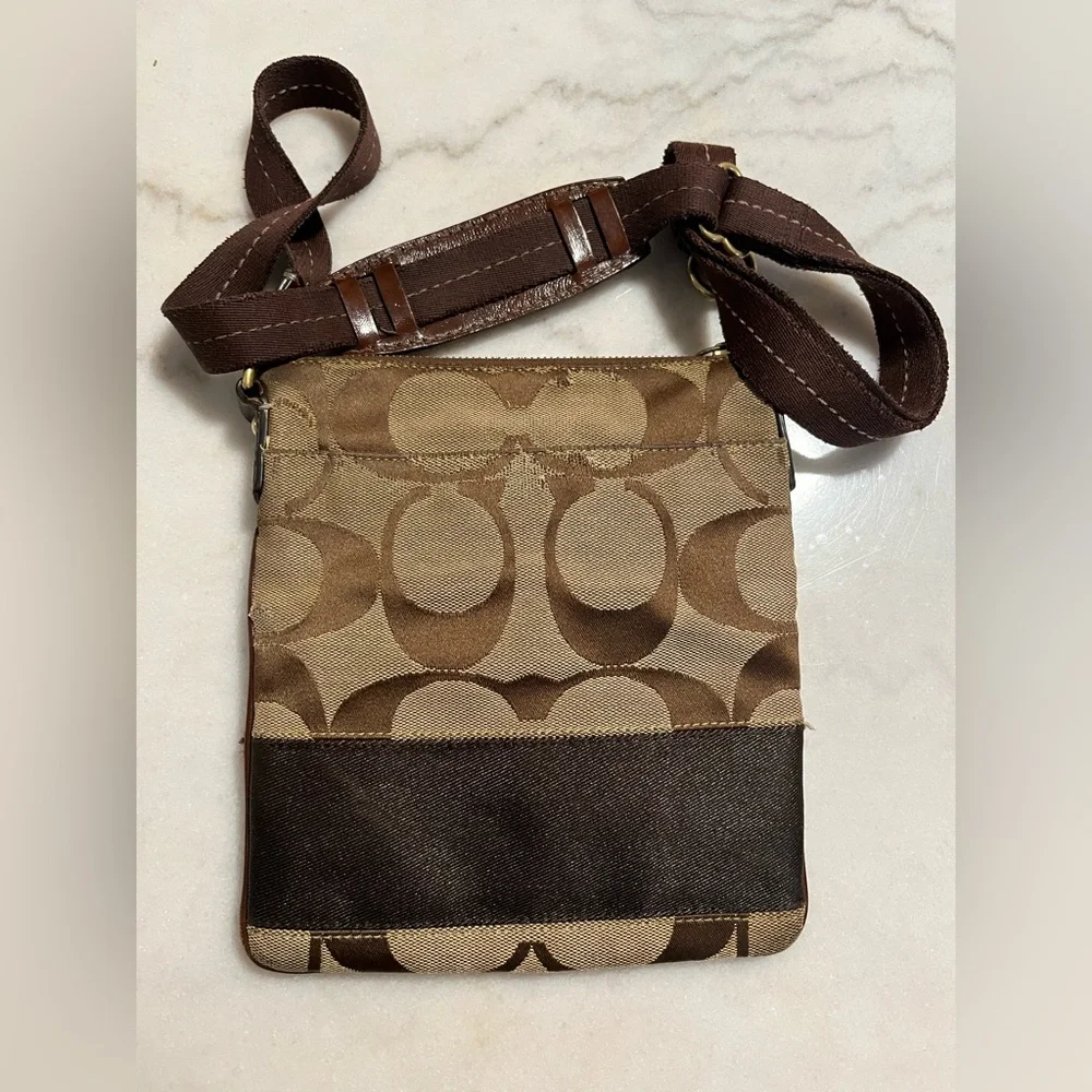 Authentic Coach Tan and Brown Signature Crossbody Bag - Picture 5 of 5